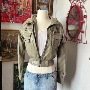 paperdenim&cloth pleather cargo puffer jacket rare